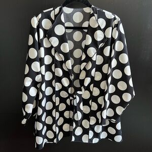 Chic Black and White Polka Dot Blouse